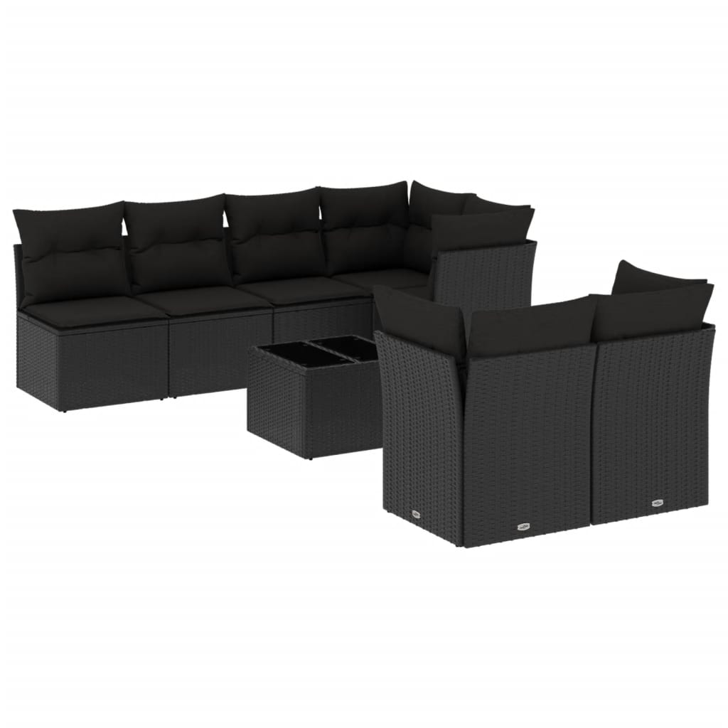 sofasæt til haven 8 dele med hynder polyrattan sort