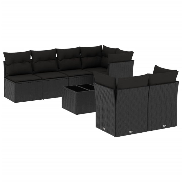 sofasæt til haven 8 dele med hynder polyrattan sort