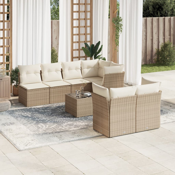 sofasæt til haven 8 dele med hynder polyrattan beige