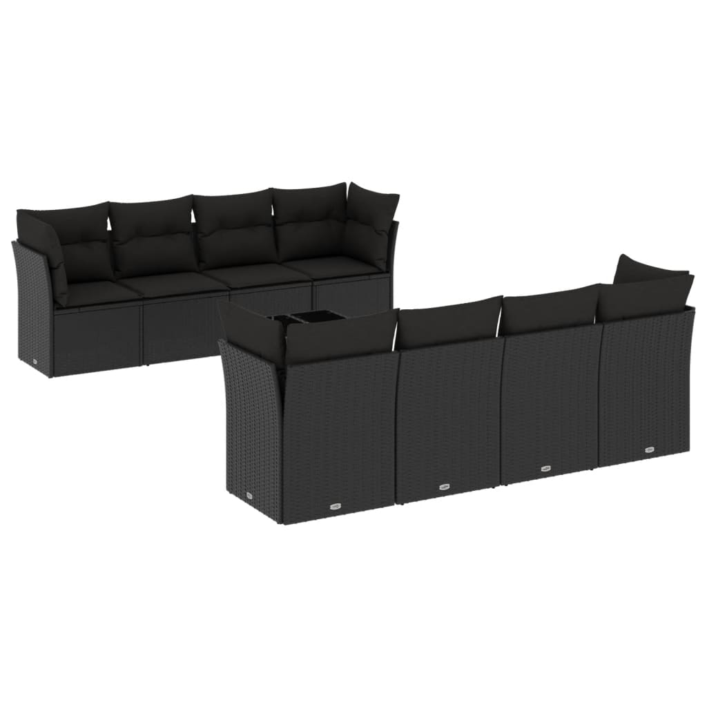 sofasæt til haven 9 dele med hynder polyrattan sort