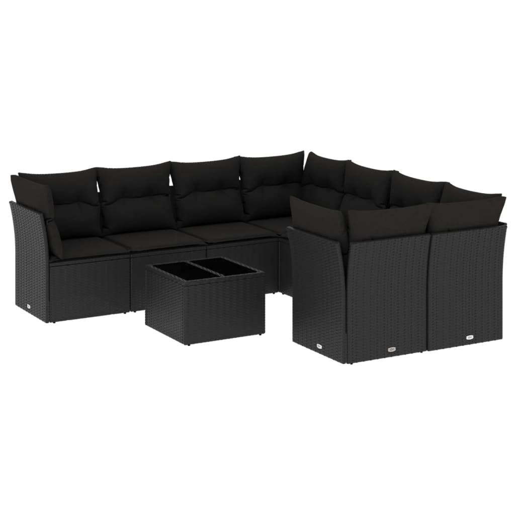 sofasæt til haven 9 dele med hynder polyrattan sort
