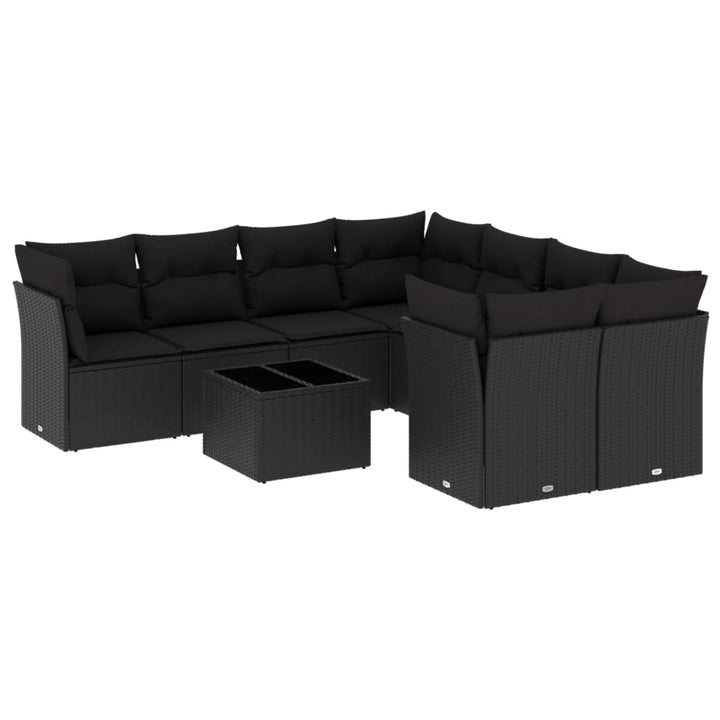 sofasæt til haven 9 dele med hynder polyrattan sort