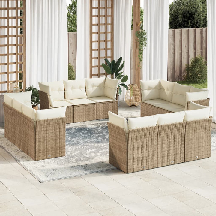 sofasæt til haven 12 dele med hynder polyrattan beige