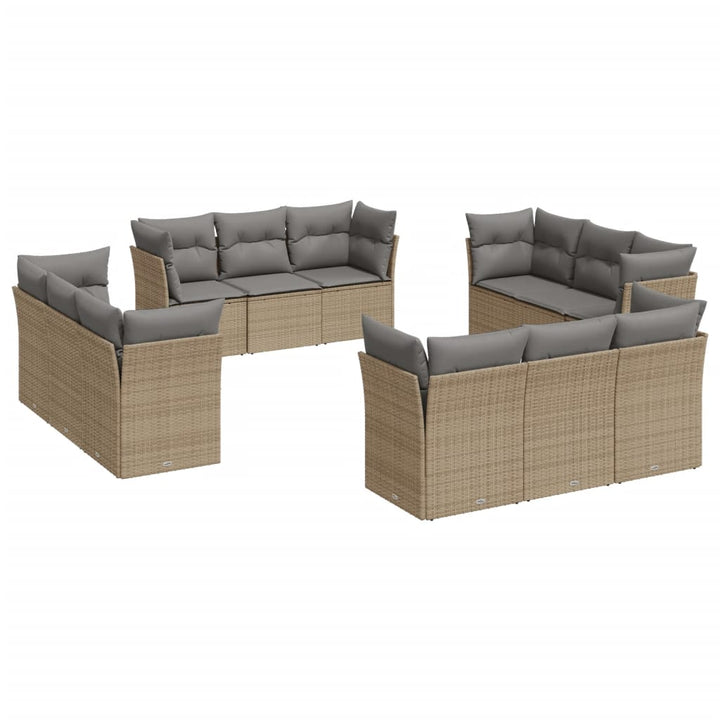 sofasæt til haven 12 dele med hynder polyrattan beige