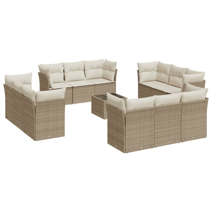 sofasæt til haven 13 dele med hynder polyrattan beige