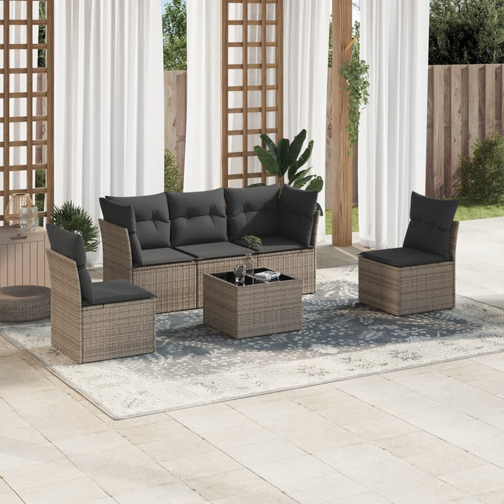sofasæt til haven 6 dele med hynder polyrattan grå