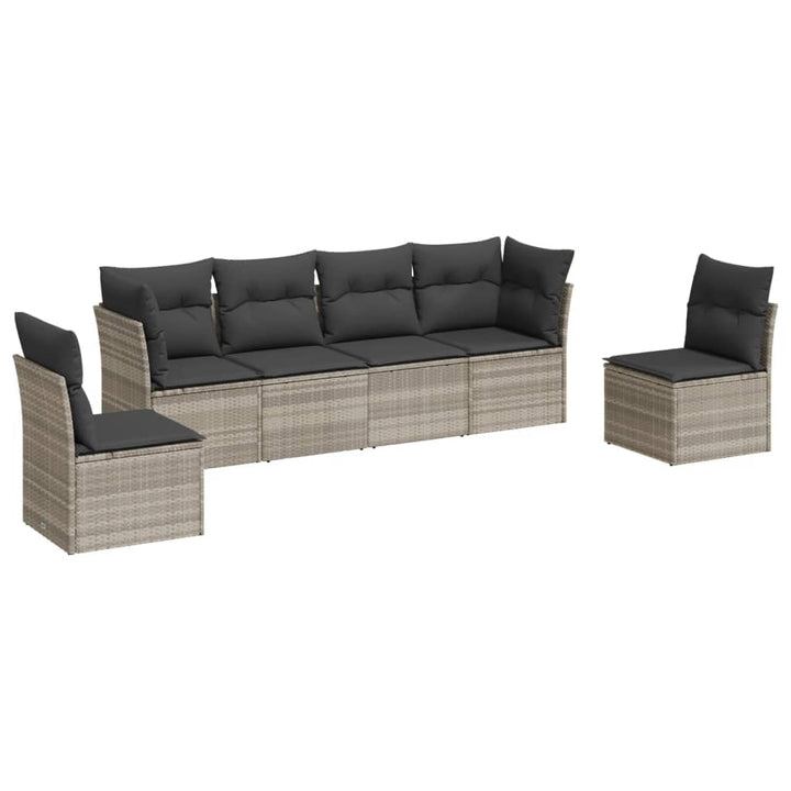 sofasæt til haven 6 dele med hynder polyrattan lysegrå