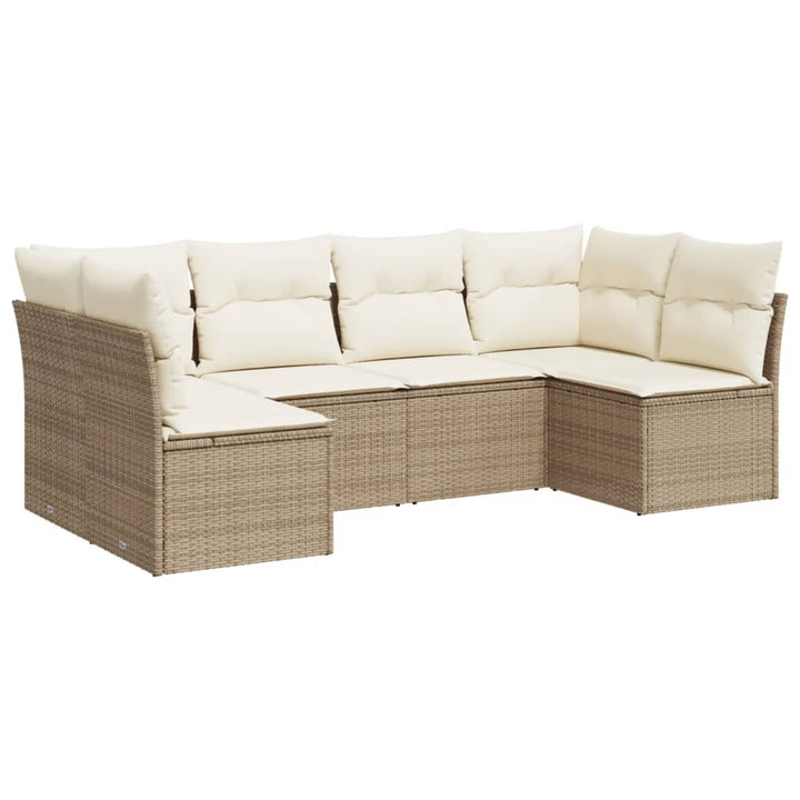 sofasæt til haven 6 dele med hynder polyrattan beige