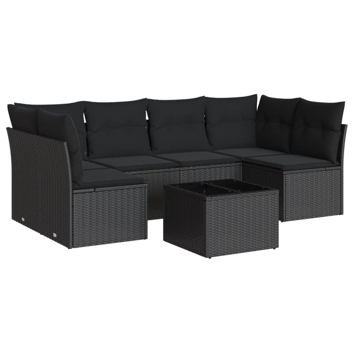 sofasæt til haven 7 dele med hynder polyrattan sort