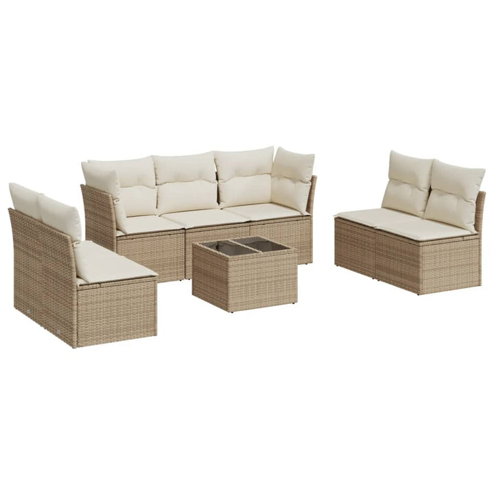 sofasæt til haven 8 dele med hynder polyrattan beige