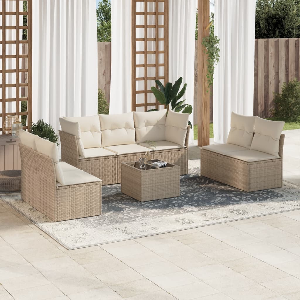 sofasæt til haven 8 dele med hynder polyrattan beige