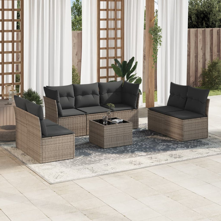 sofasæt til haven 8 dele med hynder polyrattan grå