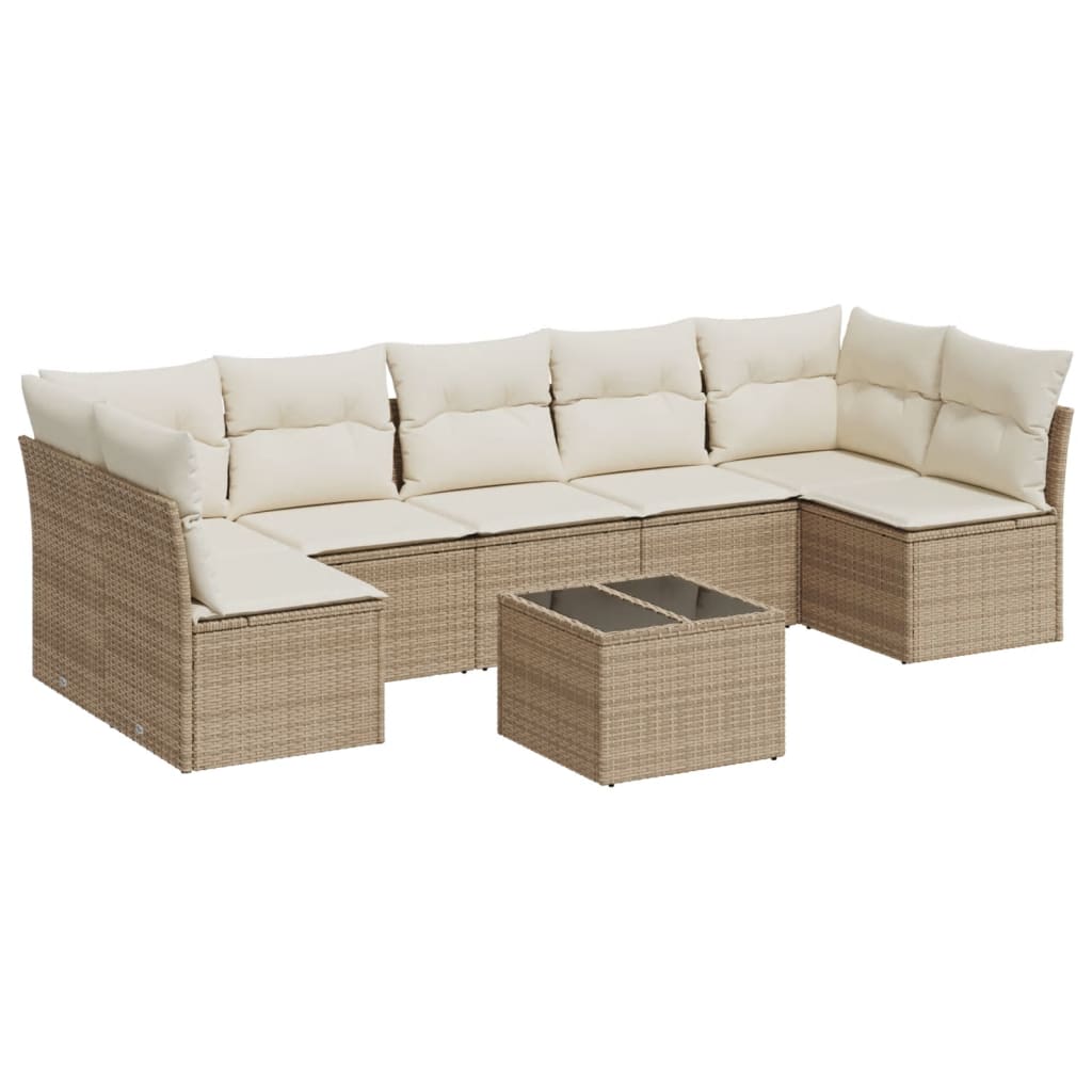 sofasæt til haven 8 dele med hynder polyrattan beige