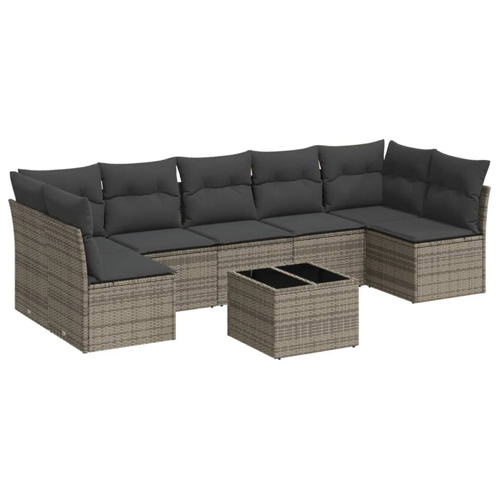 sofasæt til haven 8 dele med hynder polyrattan grå