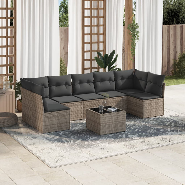 sofasæt til haven 8 dele med hynder polyrattan grå