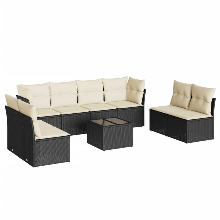 sofasæt til haven 9 dele med hynder polyrattan sort