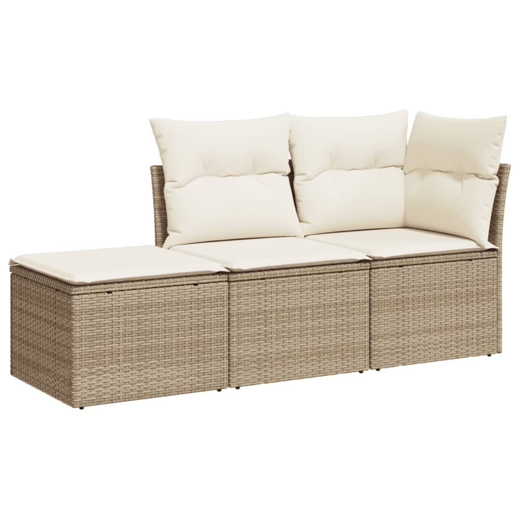 sofasæt til haven 3 dele med hynder polyrattan beige