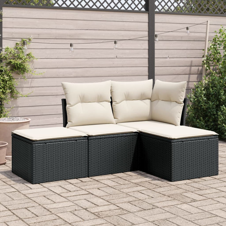 sofasæt til haven 4 dele med hynder polyrattan sort