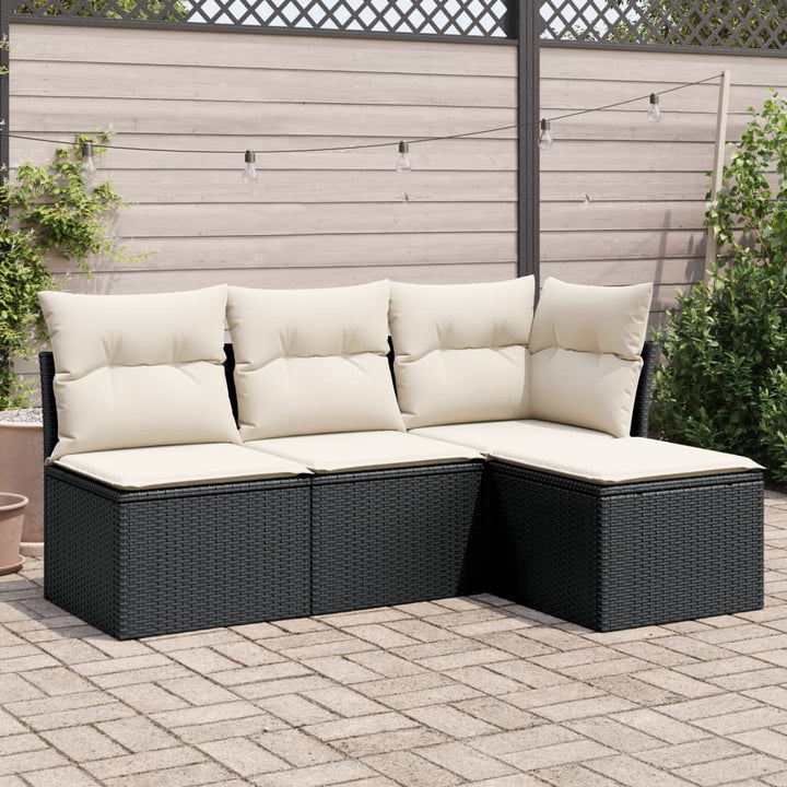 sofasæt til haven 4 dele med hynder polyrattan sort