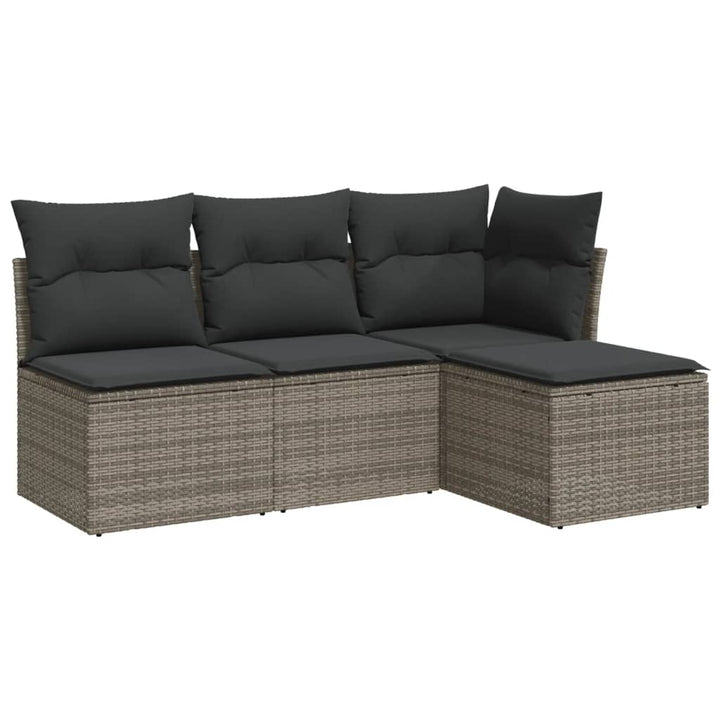sofasæt til haven 4 dele med hynder polyrattan grå