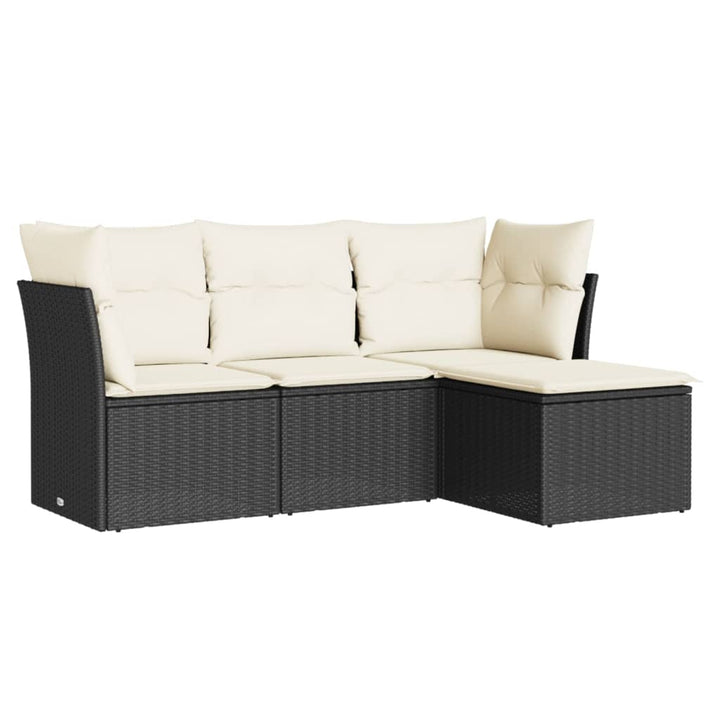 sofasæt til haven 4 dele med hynder polyrattan sort