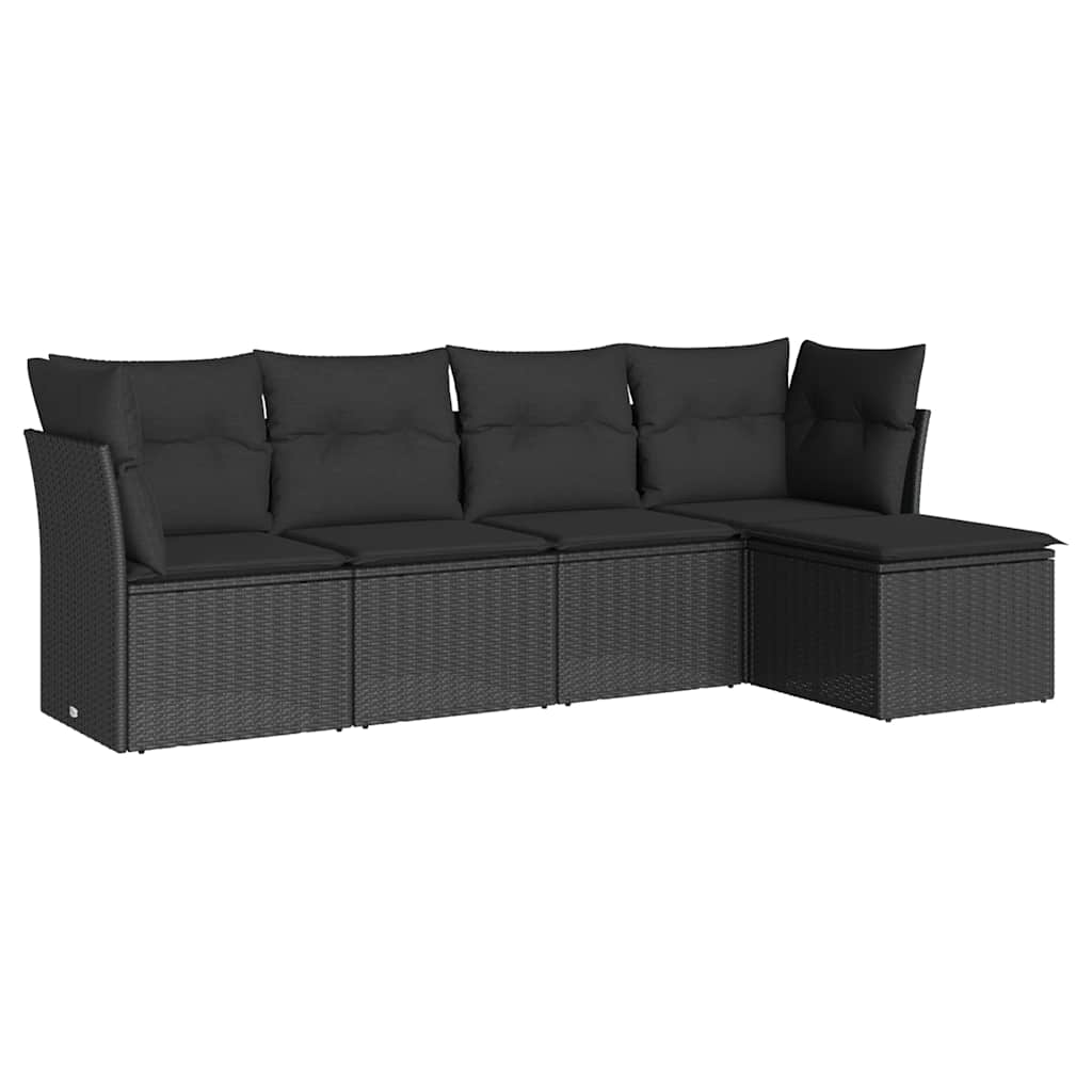 sofasæt til haven 5 dele med hynder polyrattan sort