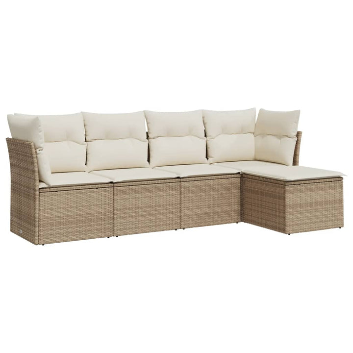 sofasæt til haven 5 dele med hynder polyrattan beige