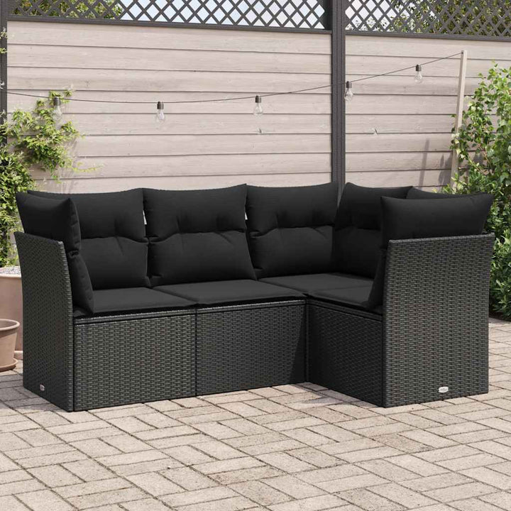 sofasæt til haven 4 dele med hynder polyrattan sort