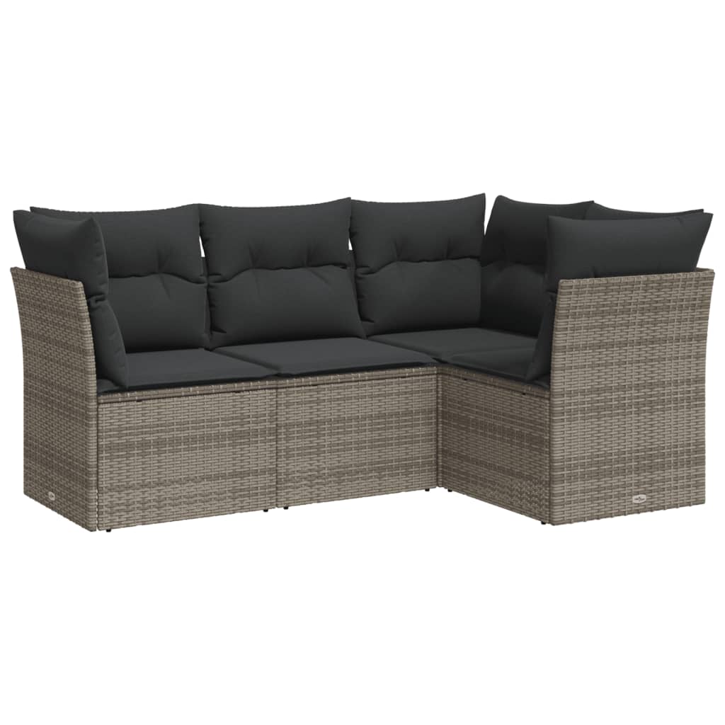 sofasæt til haven 4 dele med hynder polyrattan grå