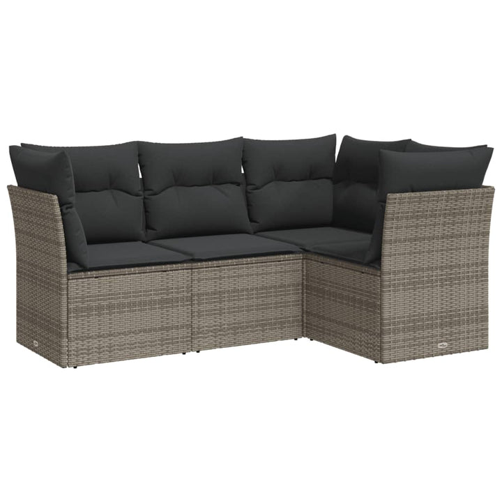 sofasæt til haven 4 dele med hynder polyrattan grå