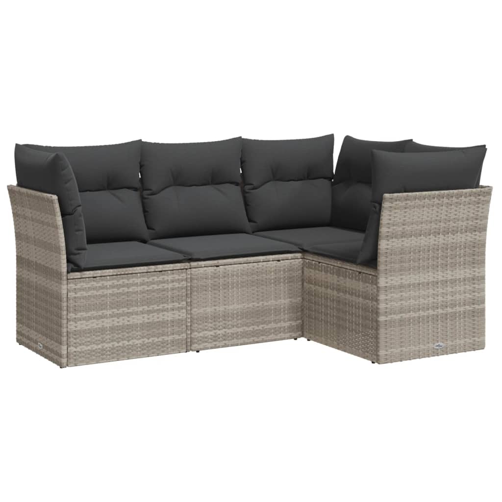 sofasæt til haven 4 dele med hynder polyrattan lysegrå