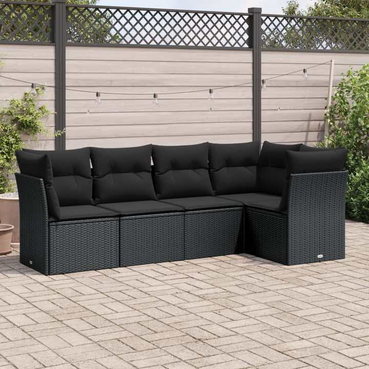 sofasæt til haven 5 dele med hynder polyrattan sort