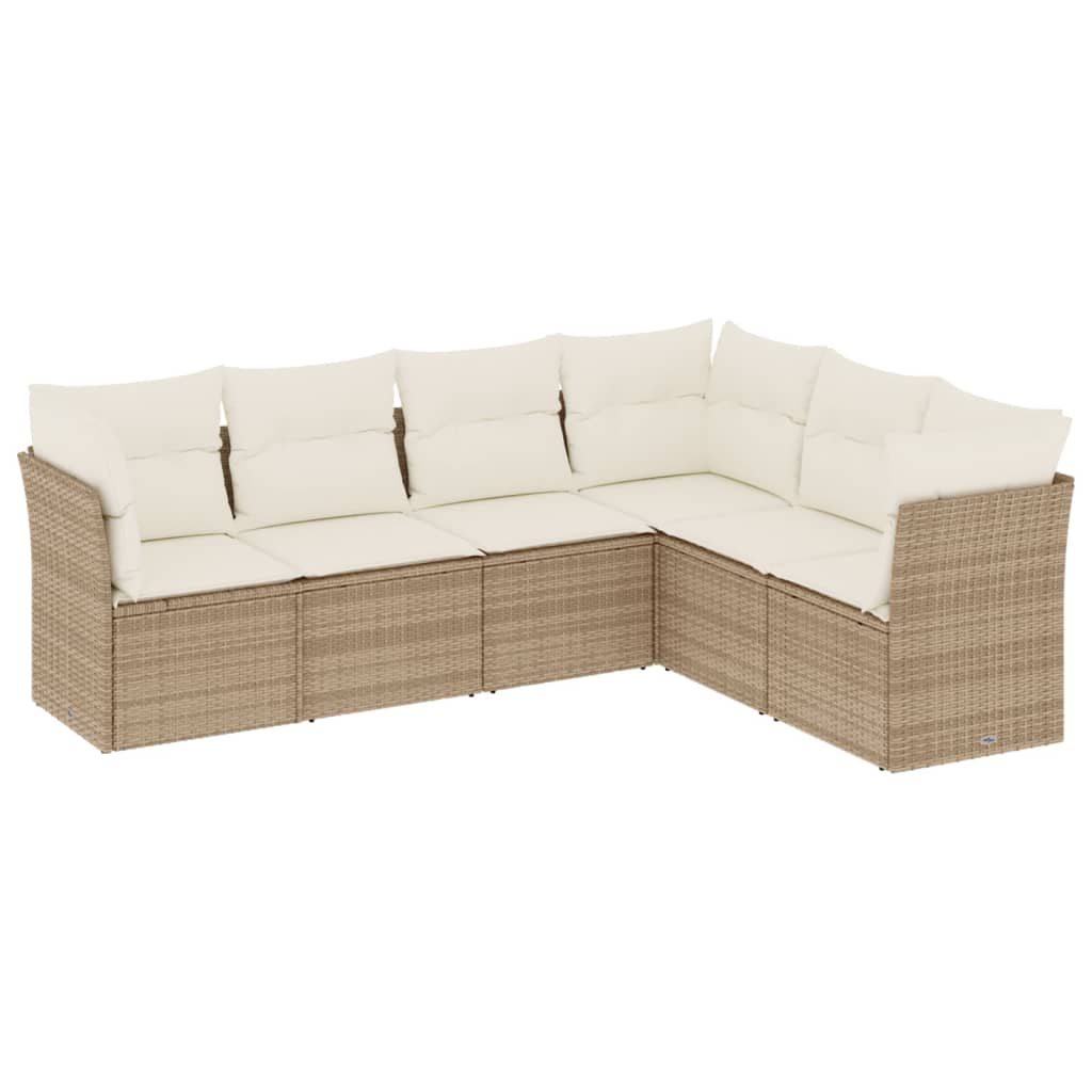 sofasæt til haven 6 dele med hynder polyrattan beige