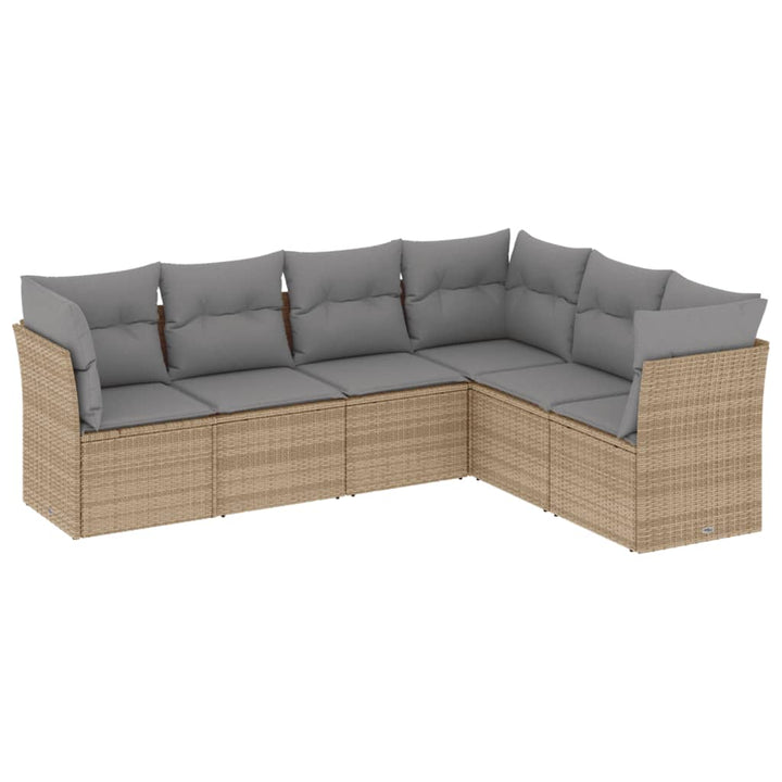 sofasæt til haven 6 dele med hynder polyrattan beige