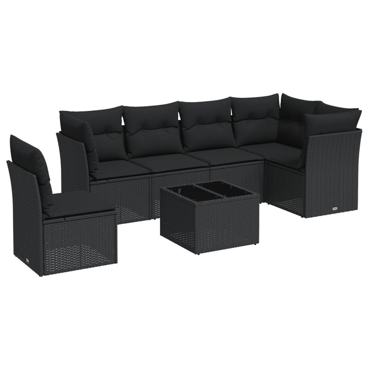 sofasæt til haven 7 dele med hynder polyrattan sort