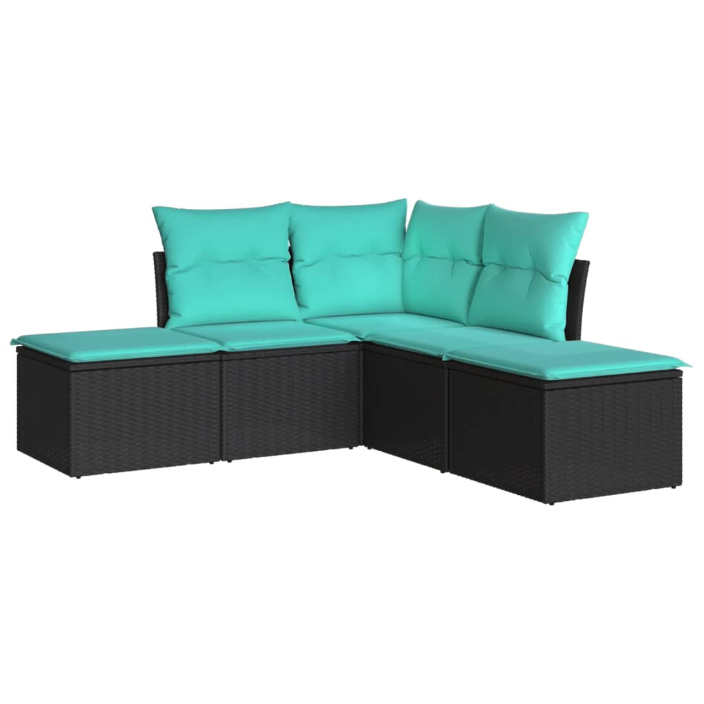 sofasæt til haven 5 dele med hynder polyrattan sort