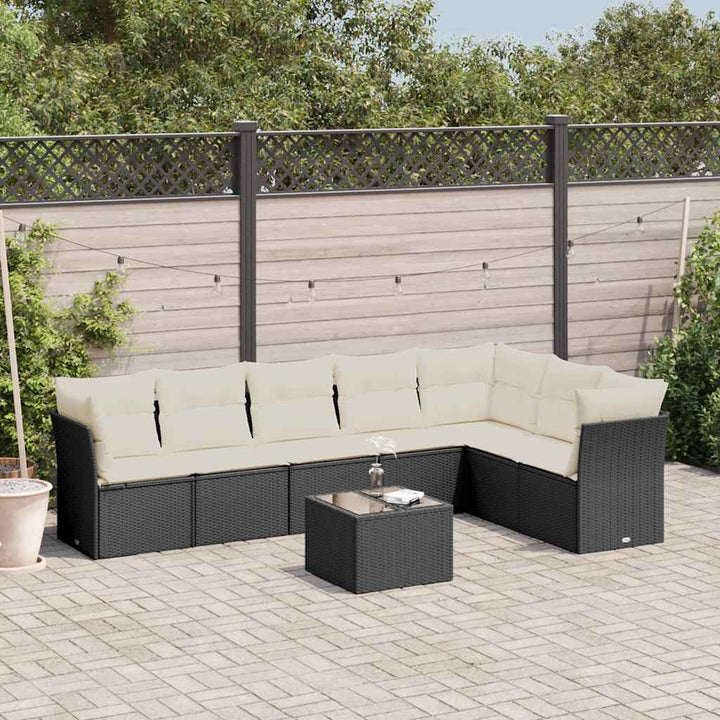sofasæt til haven 8 dele med hynder polyrattan sort