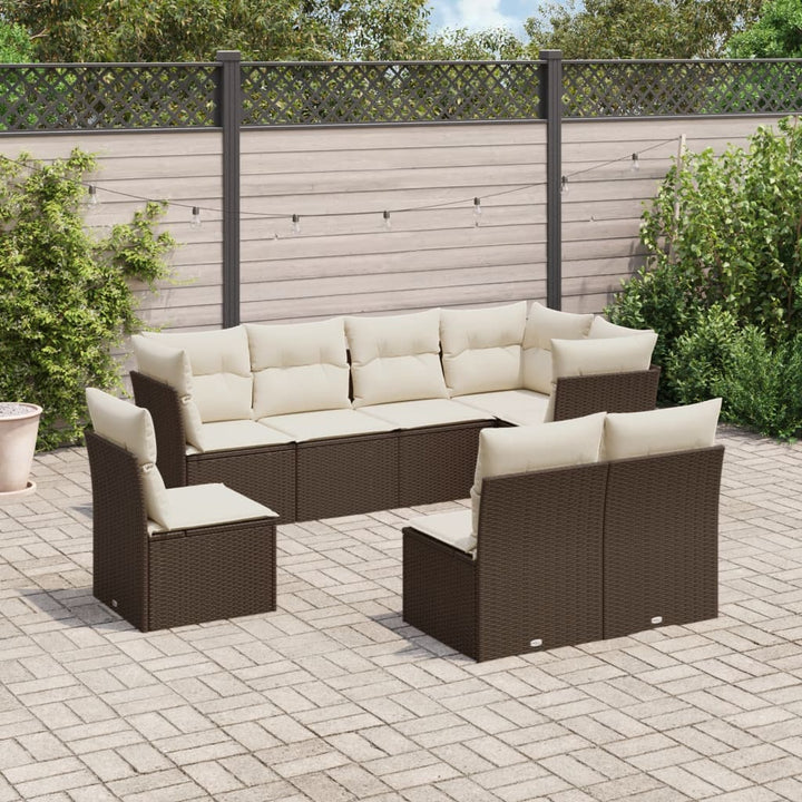sofasæt til haven 8 dele med hynder polyrattan brun