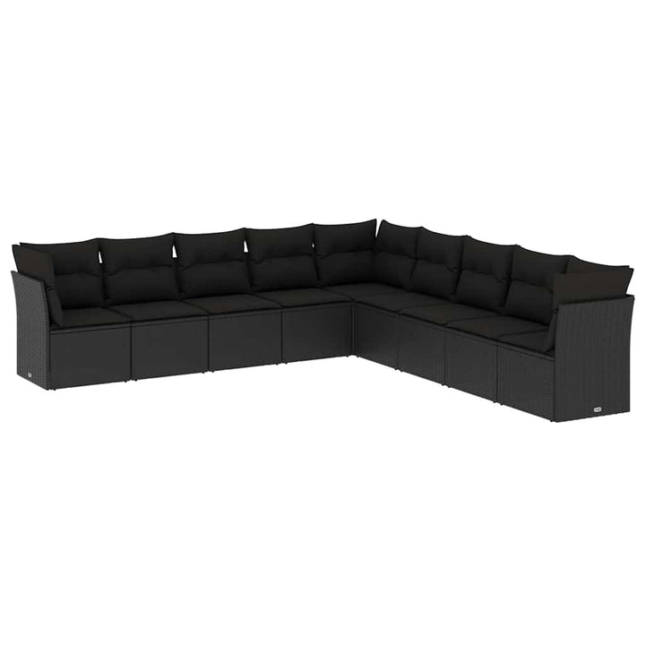 sofasæt til haven 9 dele med hynder polyrattan sort