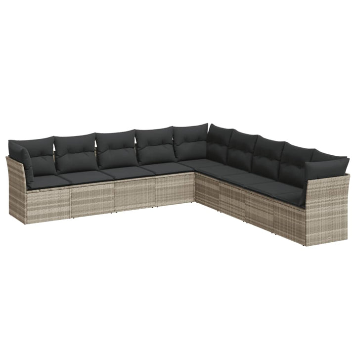 sofasæt til haven 9 dele med hynder polyrattan lysegrå