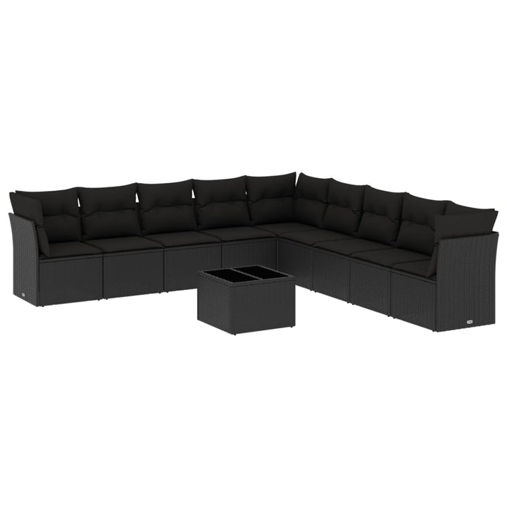 sofasæt til haven 10 dele med hynder polyrattan sort