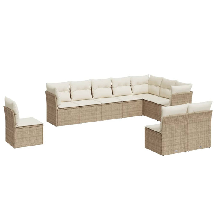 sofasæt til haven 10 dele med hynder polyrattan beige