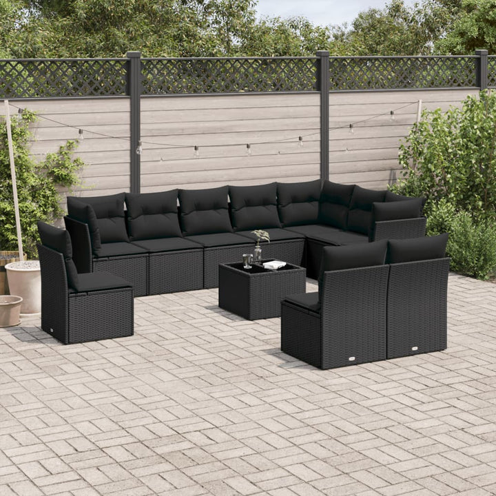 sofasæt til haven 11 dele med hynder polyrattan sort