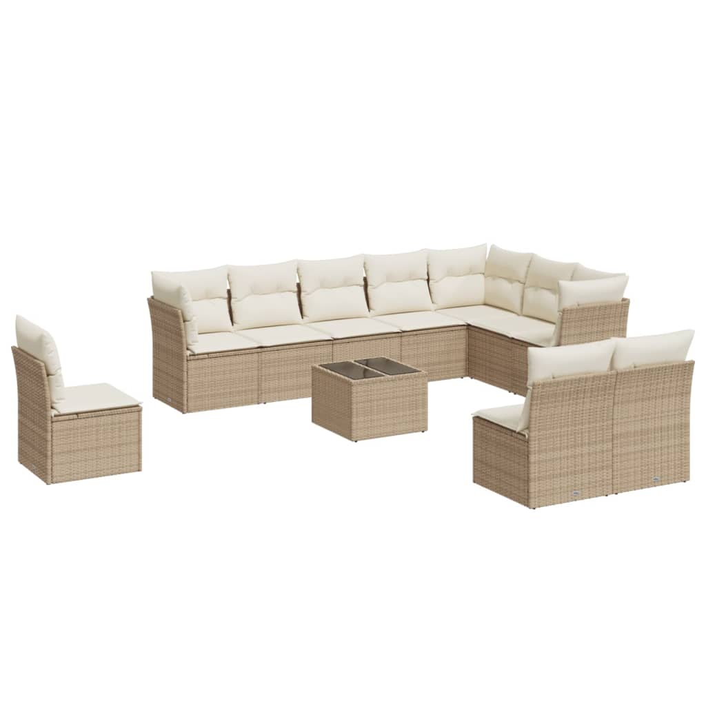 sofasæt til haven 11 dele med hynder polyrattan beige