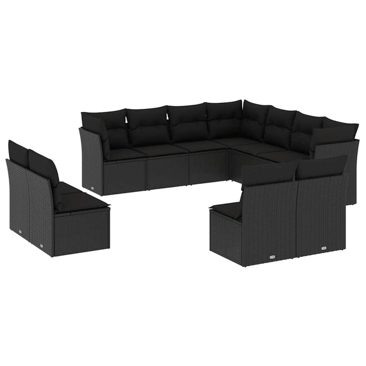 sofasæt til haven 11 dele med hynder polyrattan sort