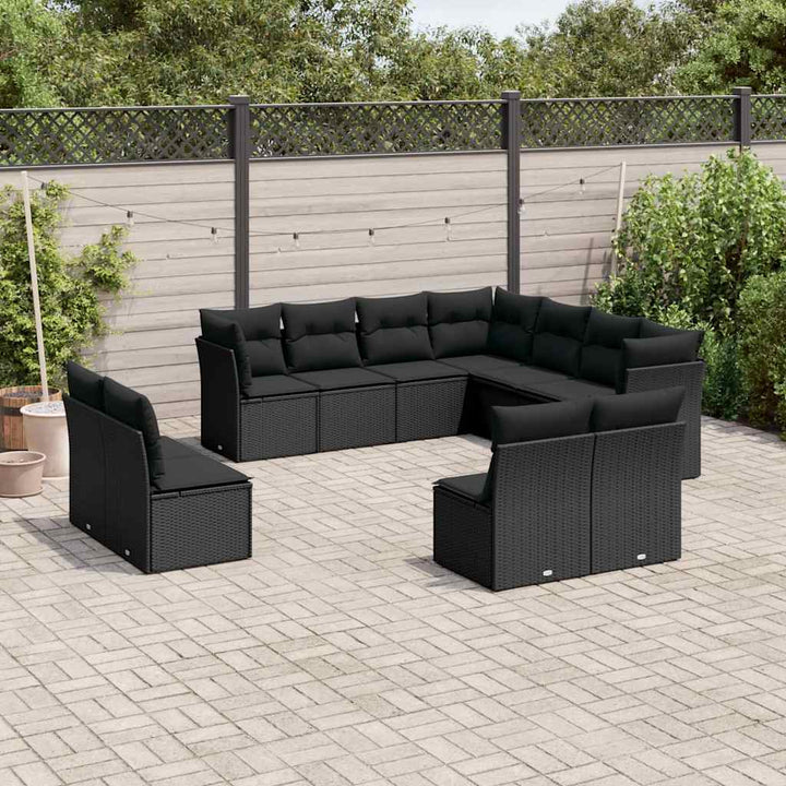 sofasæt til haven 11 dele med hynder polyrattan sort