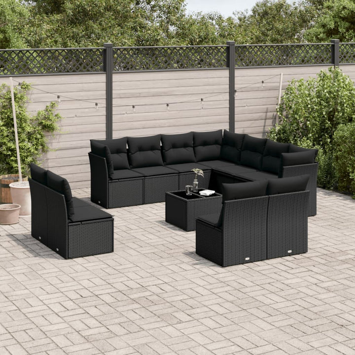 sofasæt til haven 12 dele med hynder polyrattan sort