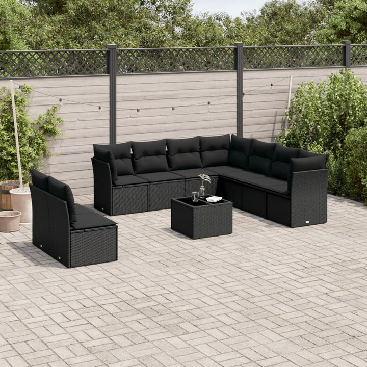 sofasæt til haven 10 dele med hynder polyrattan sort