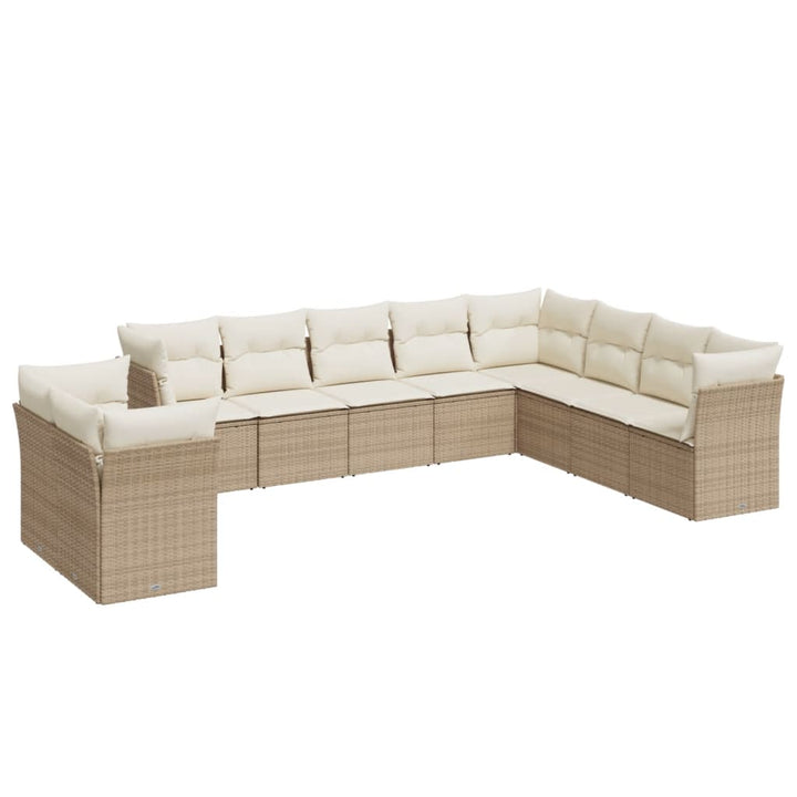 sofasæt til haven 10 dele med hynder polyrattan beige