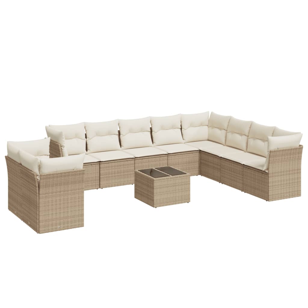 sofasæt til haven 11 dele med hynder polyrattan beige